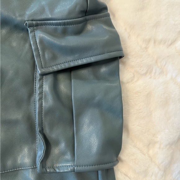 Avec Les Filles Blue/Gray Faux Leather Cargo Joggers - Picture 9 of 12